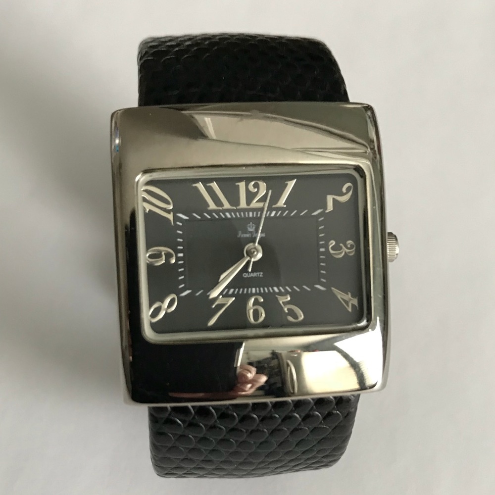 Premier Designs black snake skin cuff watch